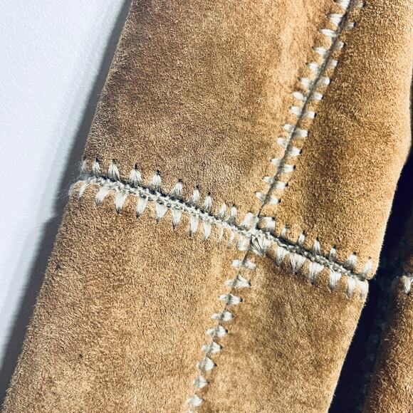 Brandon Thomas VTG Y2K Coat Brown Suede Leather Fleece Lined Toggle Button M - Picture 3 of 7